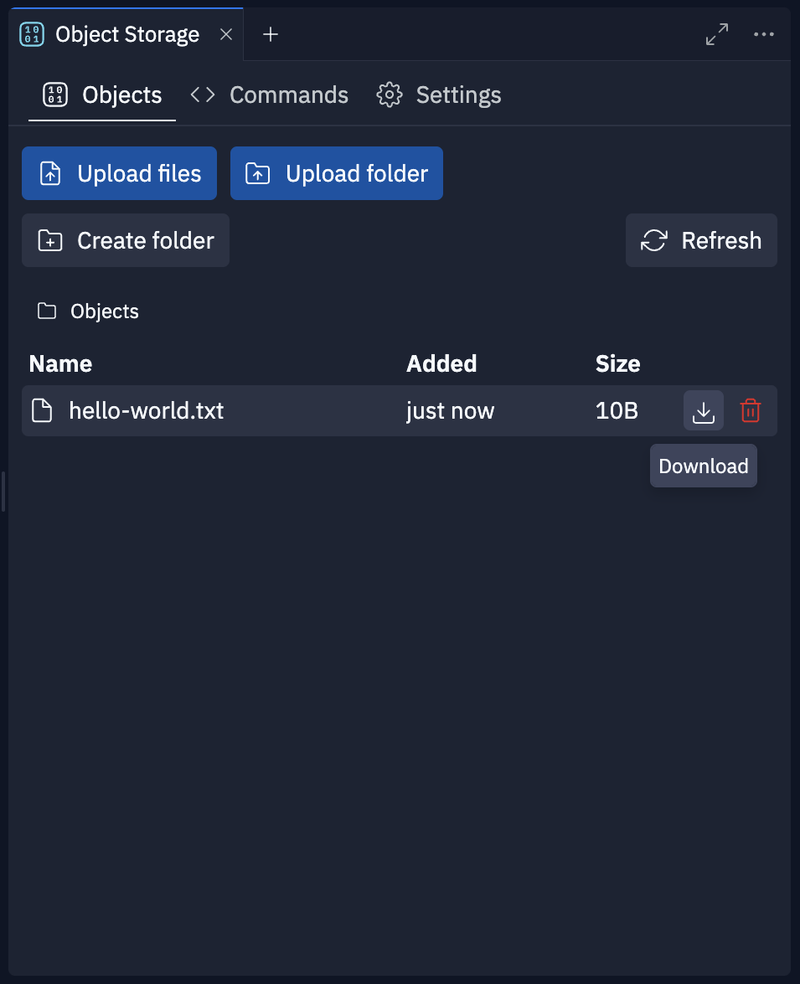 Objects tab