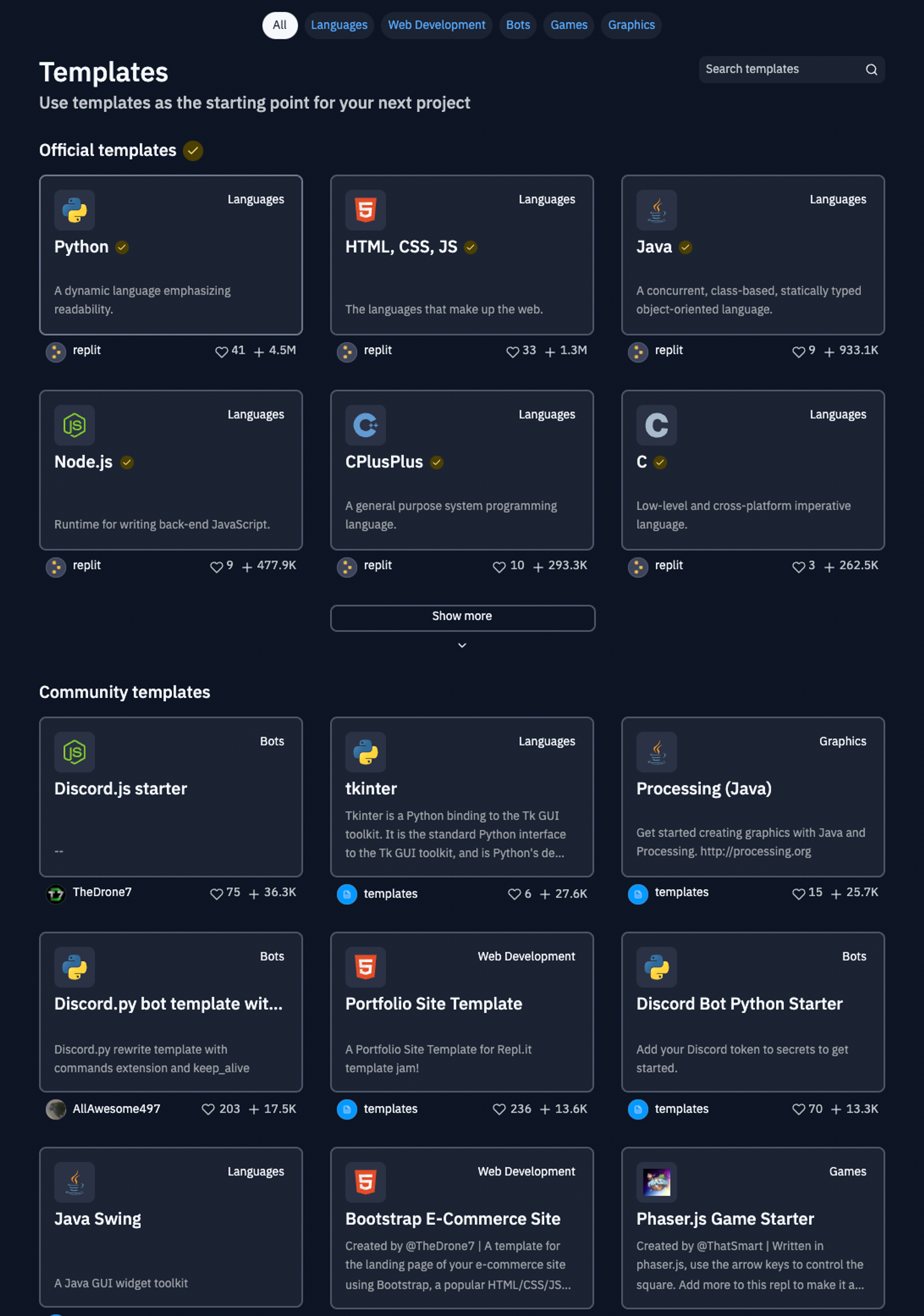 templates screenshot
