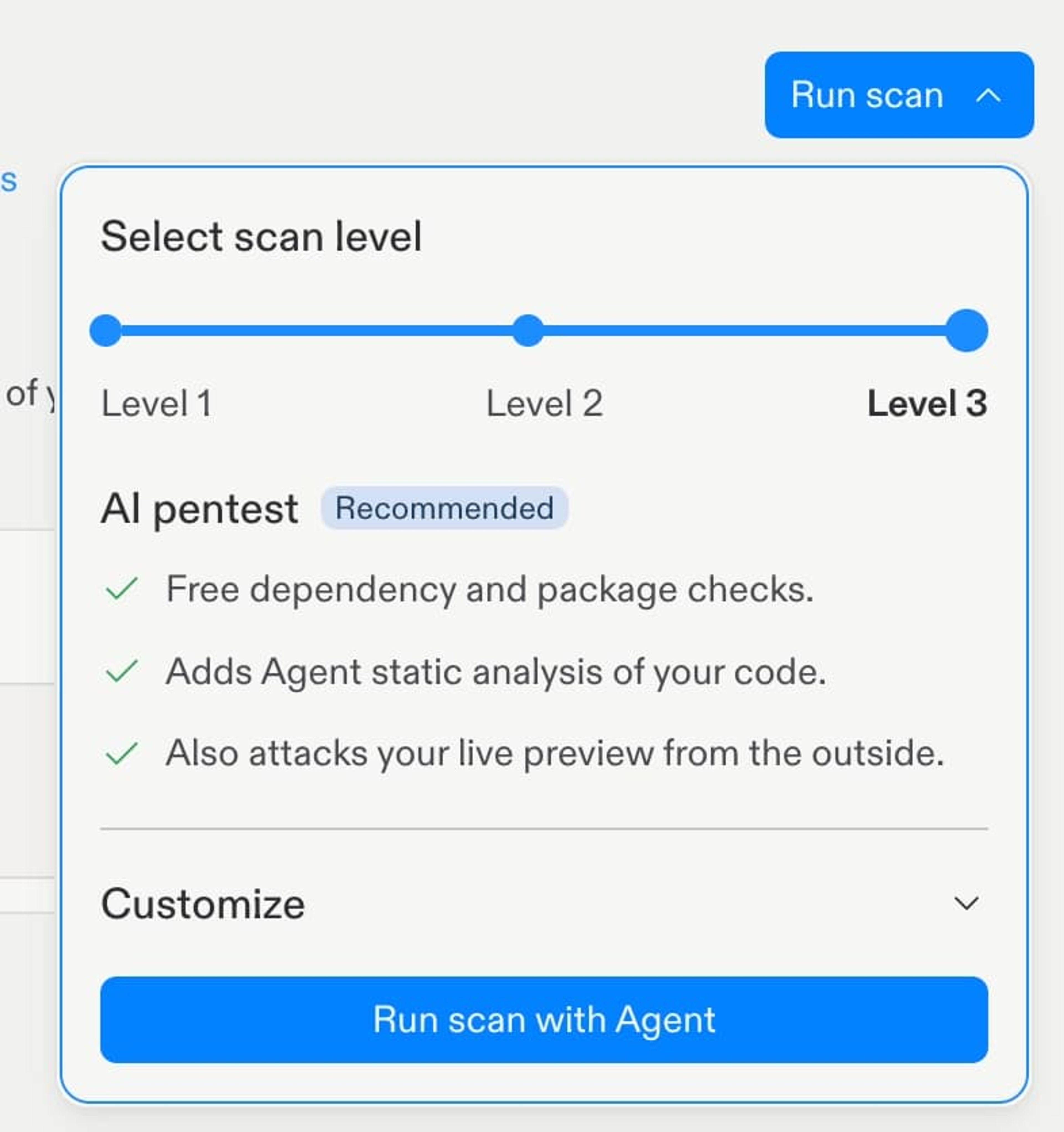 Replit agent security scan