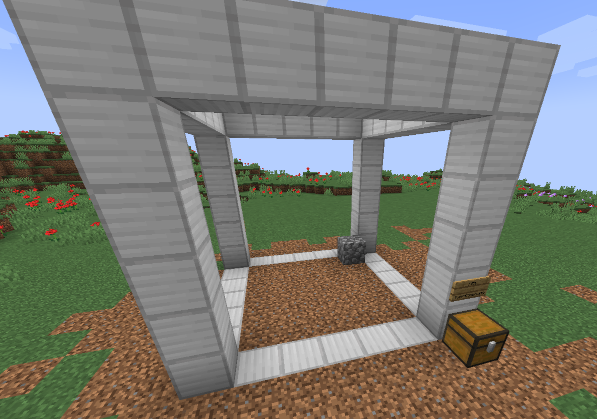 A block of cobblestone placed in the structure