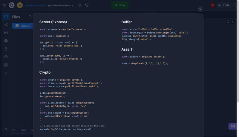 Templates for Node.js in Replit