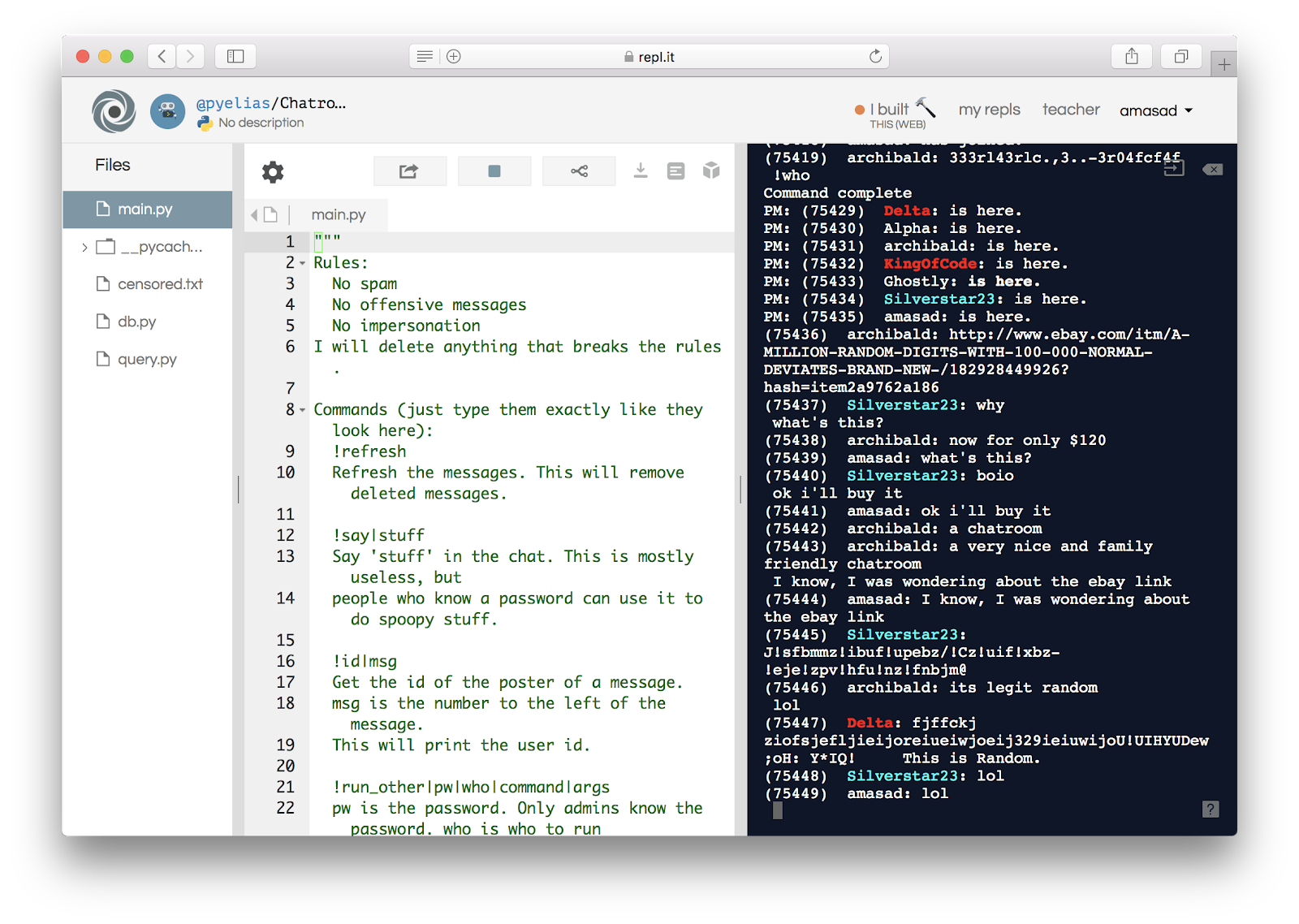chatroom screenshot