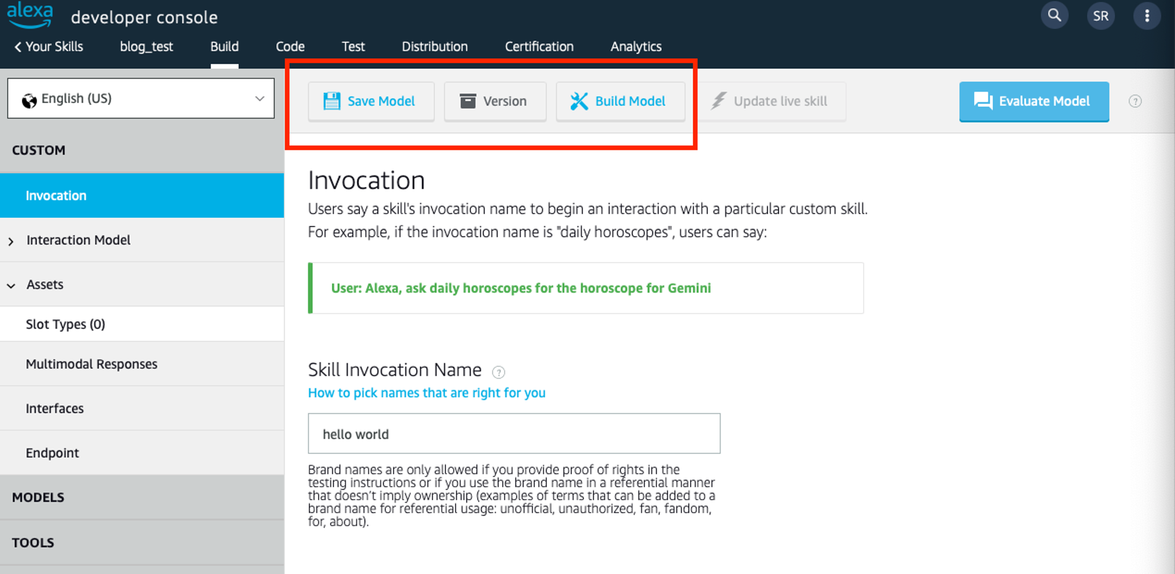 alexa interaction model