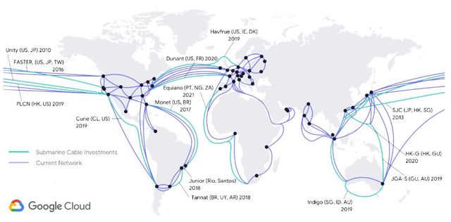 Map of Google's cable routing