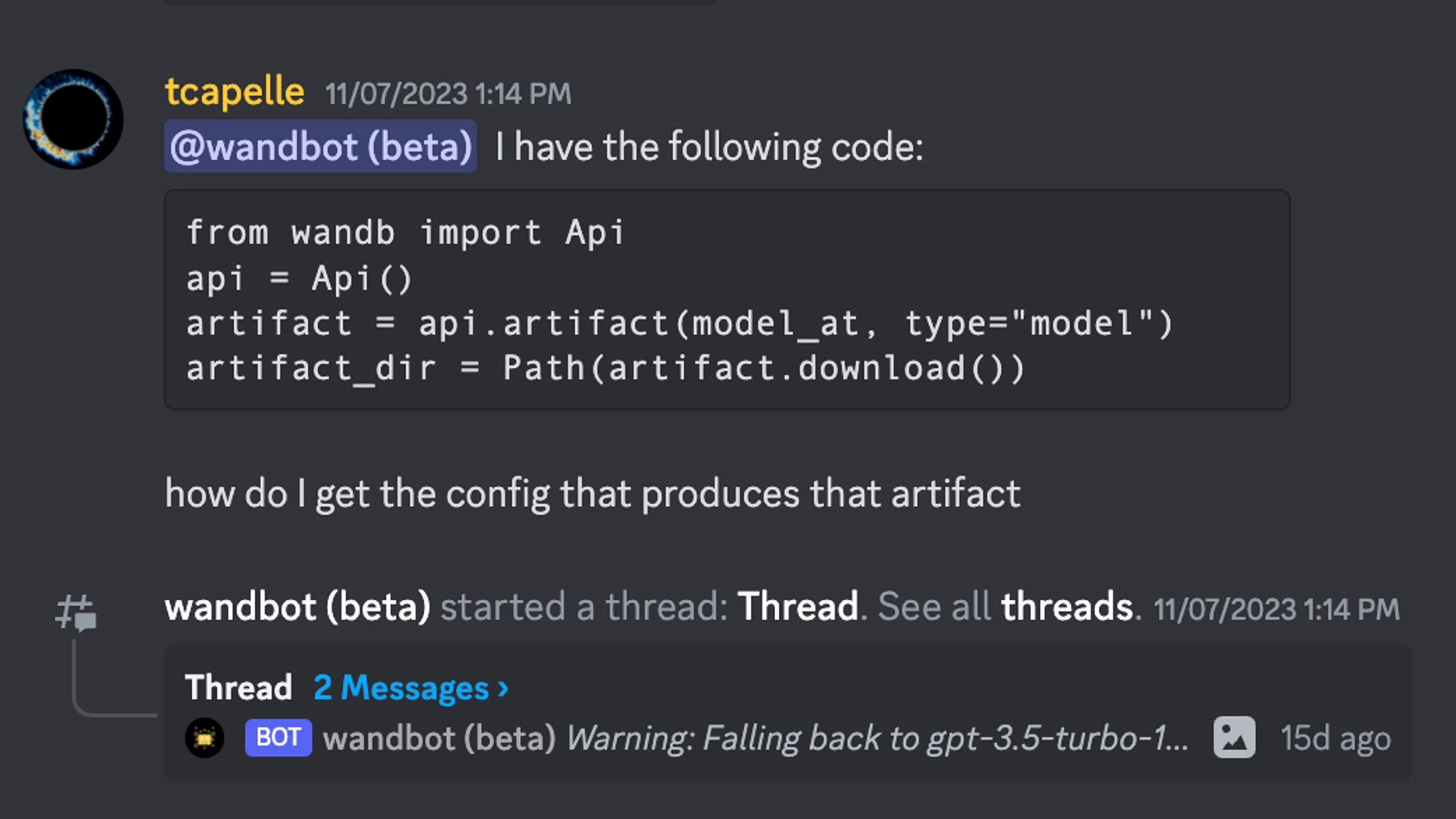 wandbot in action