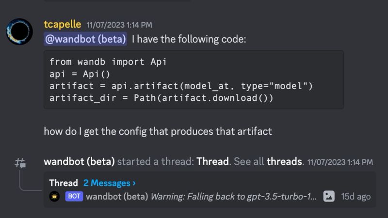 wandbot in action
