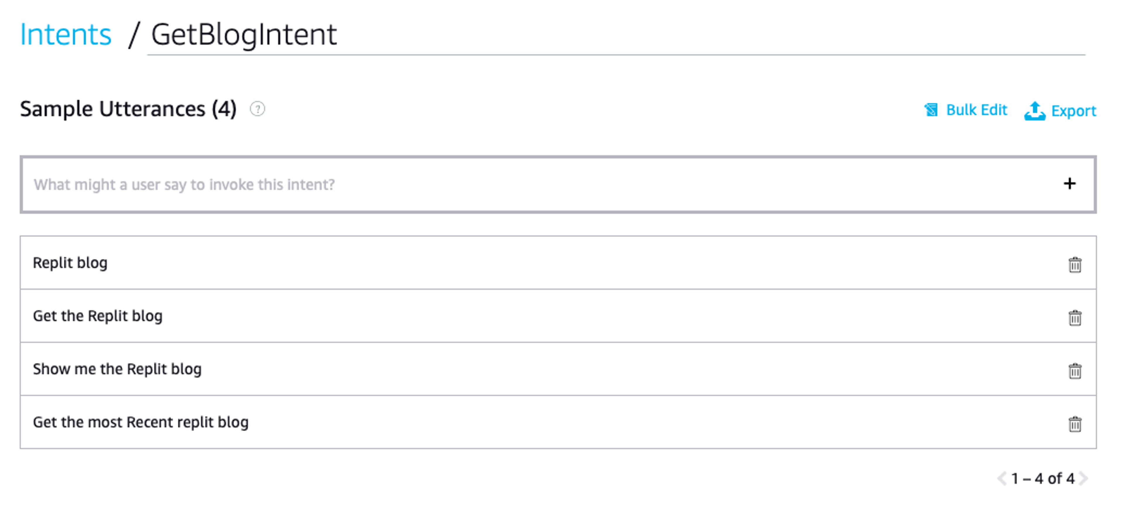 alexa GetBlogIntent