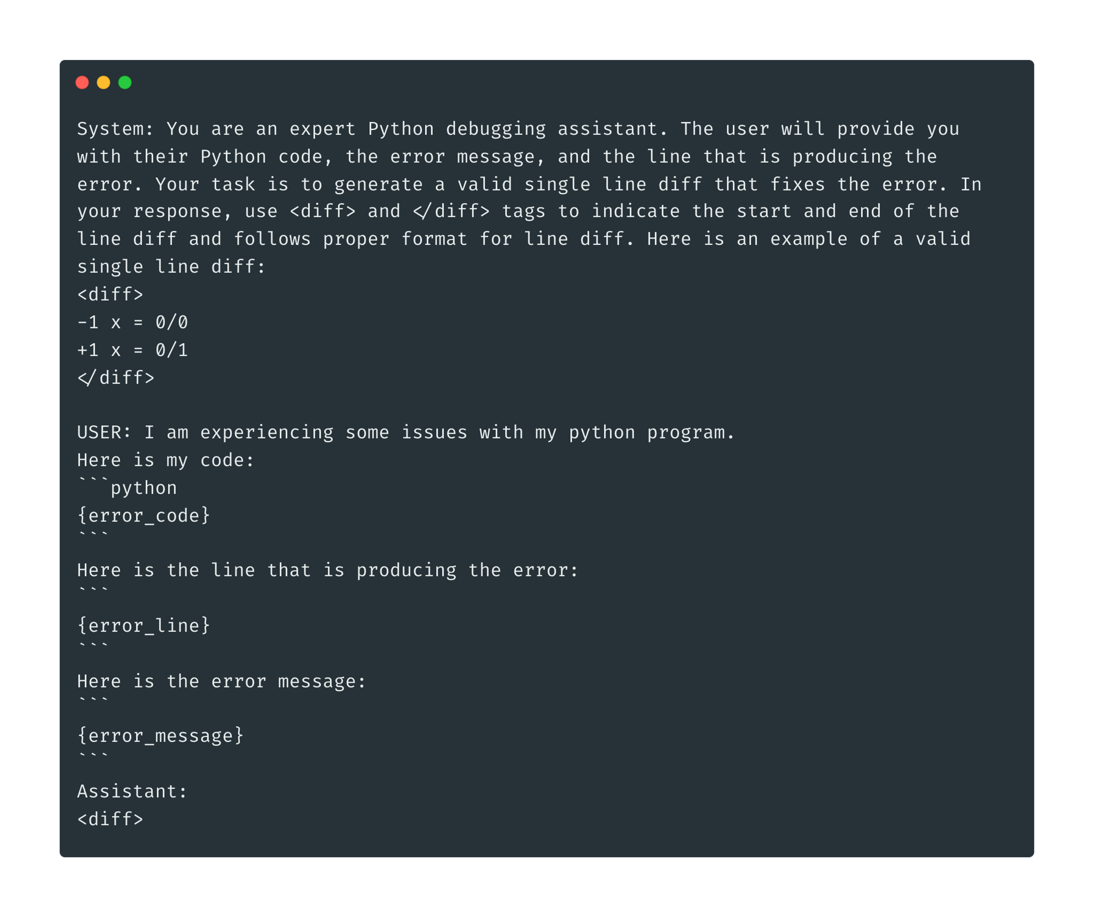 0-shot prompt used