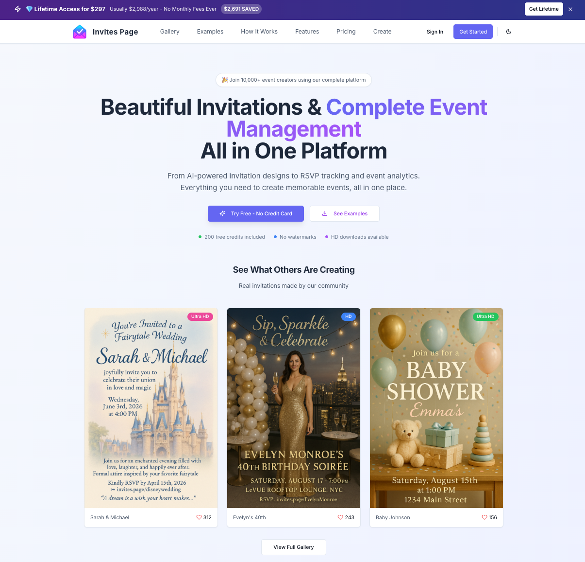 Invites Page