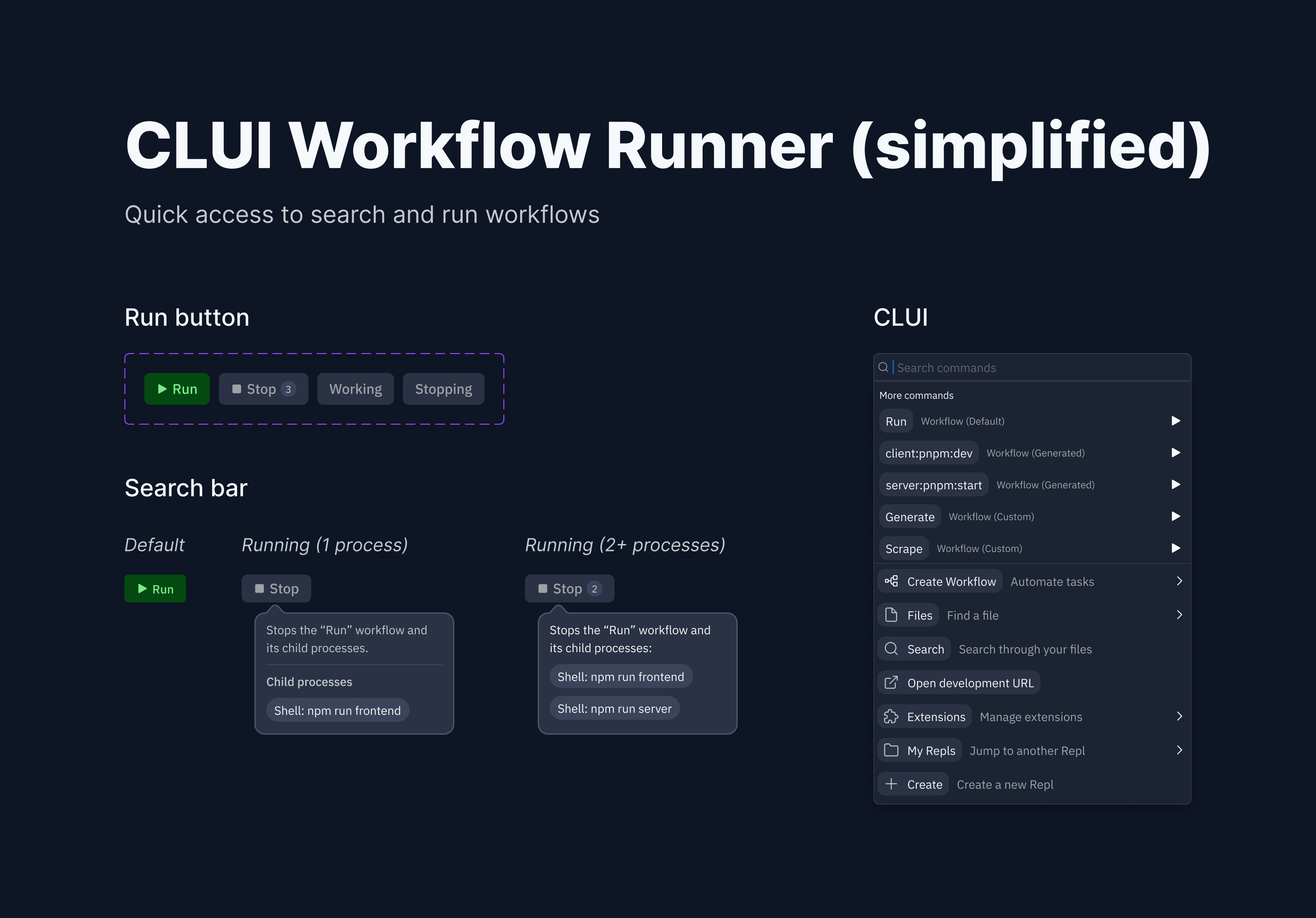 CLUI runner design