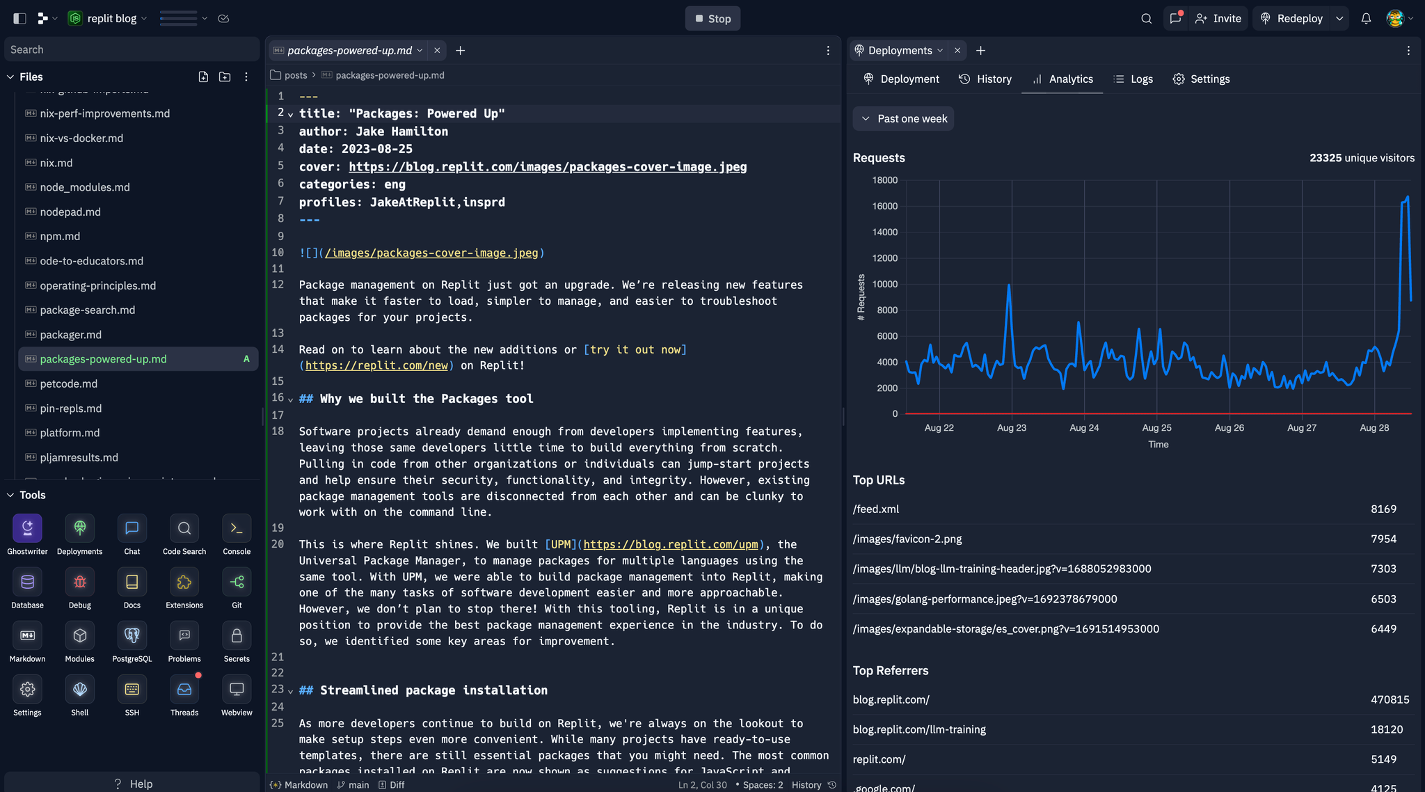 Upgrading Analytics for Deployments | Replit