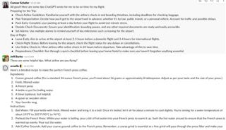 Example Slack messages for the bot