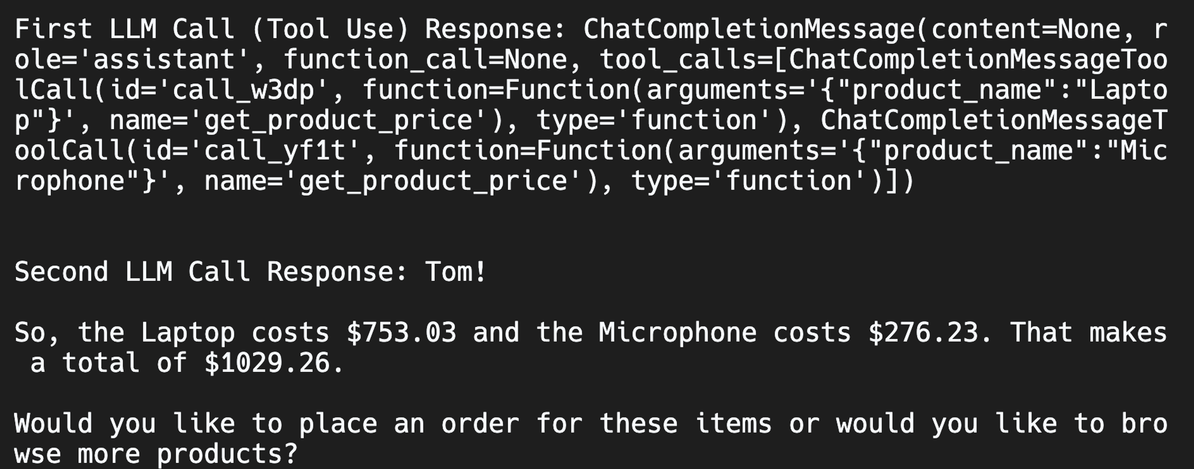Groq parallel tool use example output