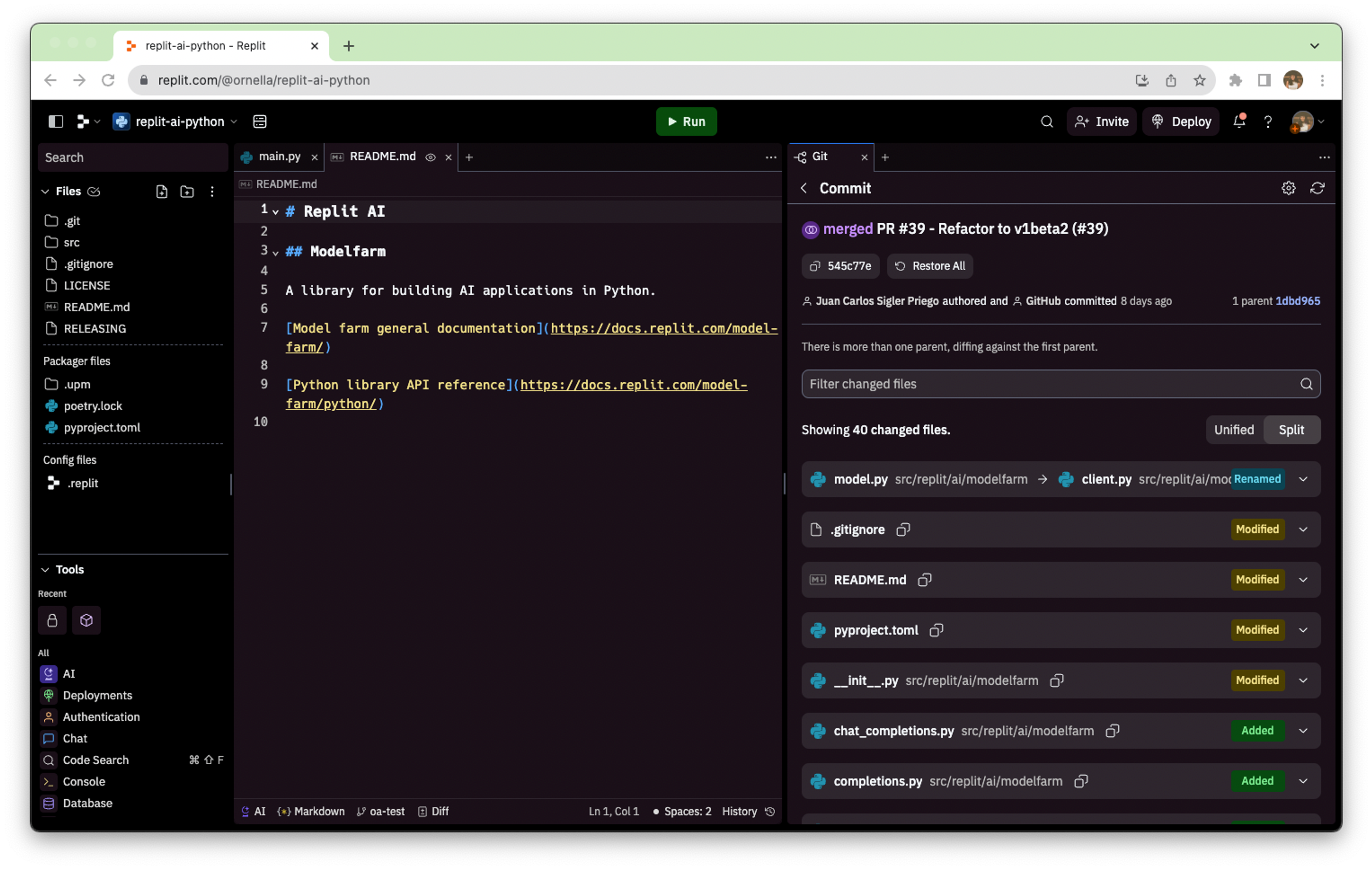 New commit view