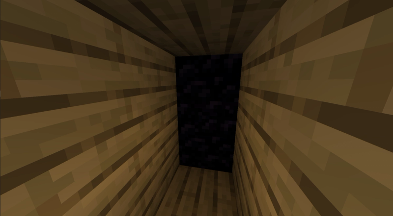 A hallway blocked off with obsidian