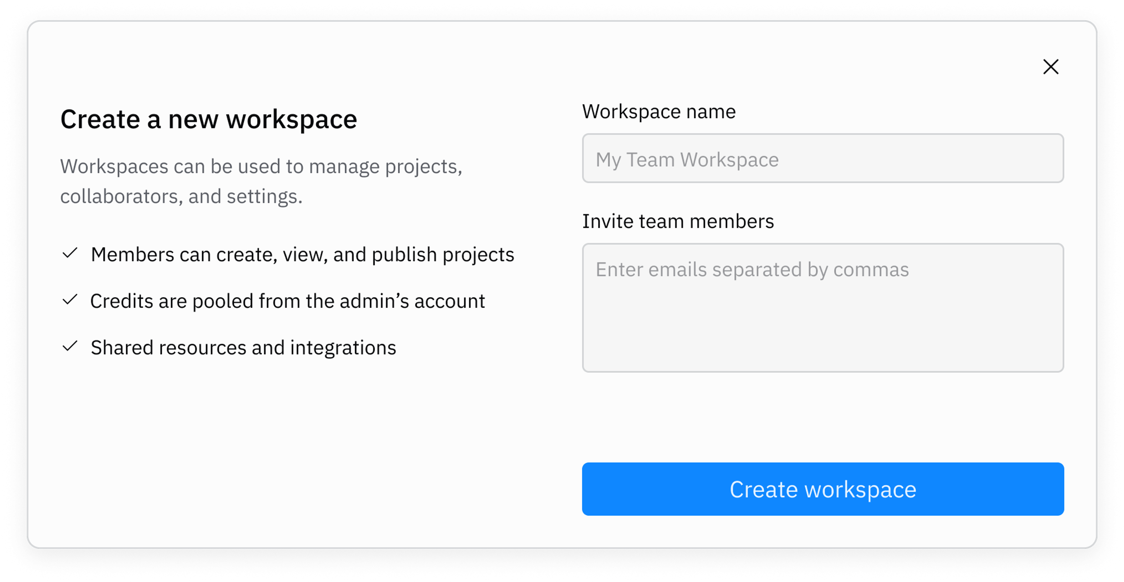 Create a new workspace