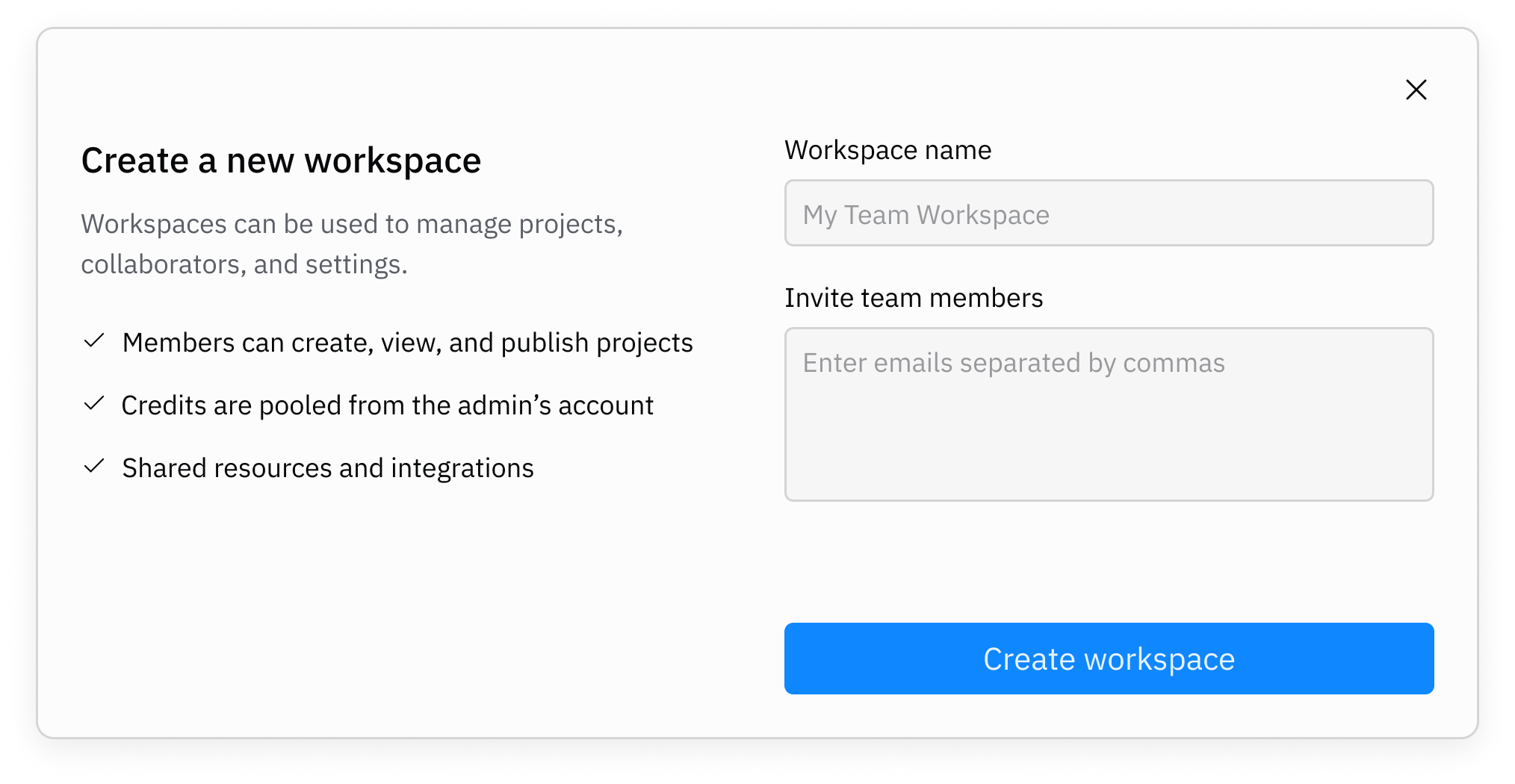 Create a new workspace