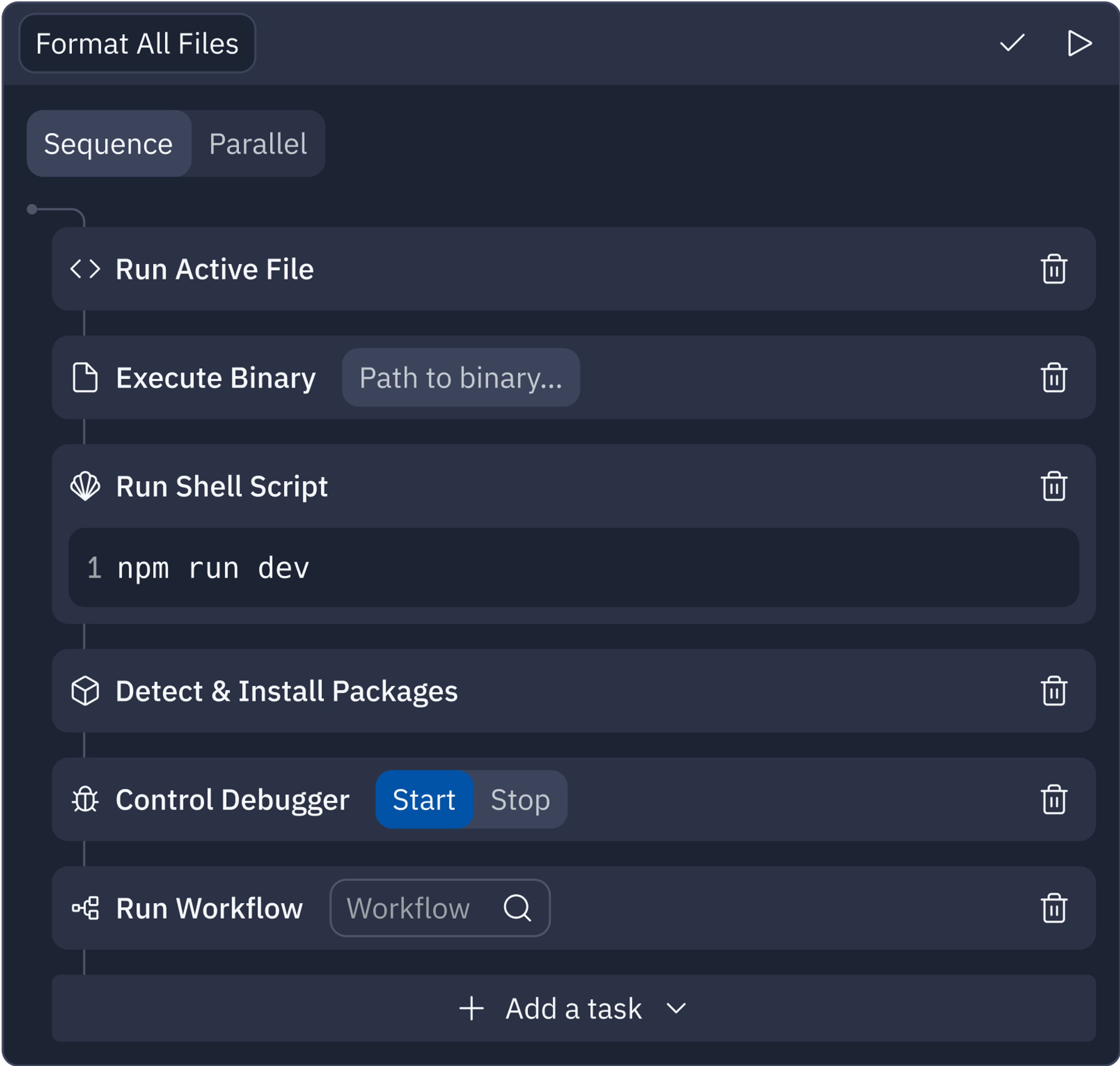 workflows editor prototype with task builder