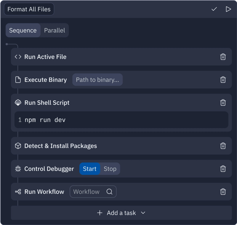 workflows editor prototype with task builder