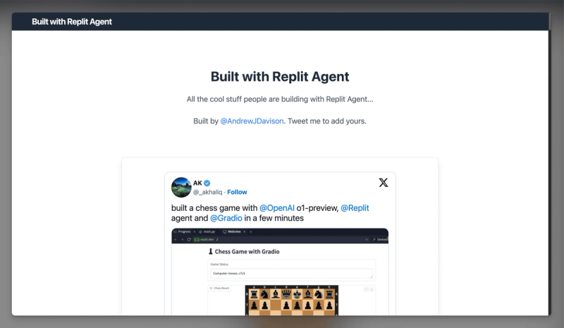 Thanks to Andrew Davison for curating some of the first apps built with the Agent!