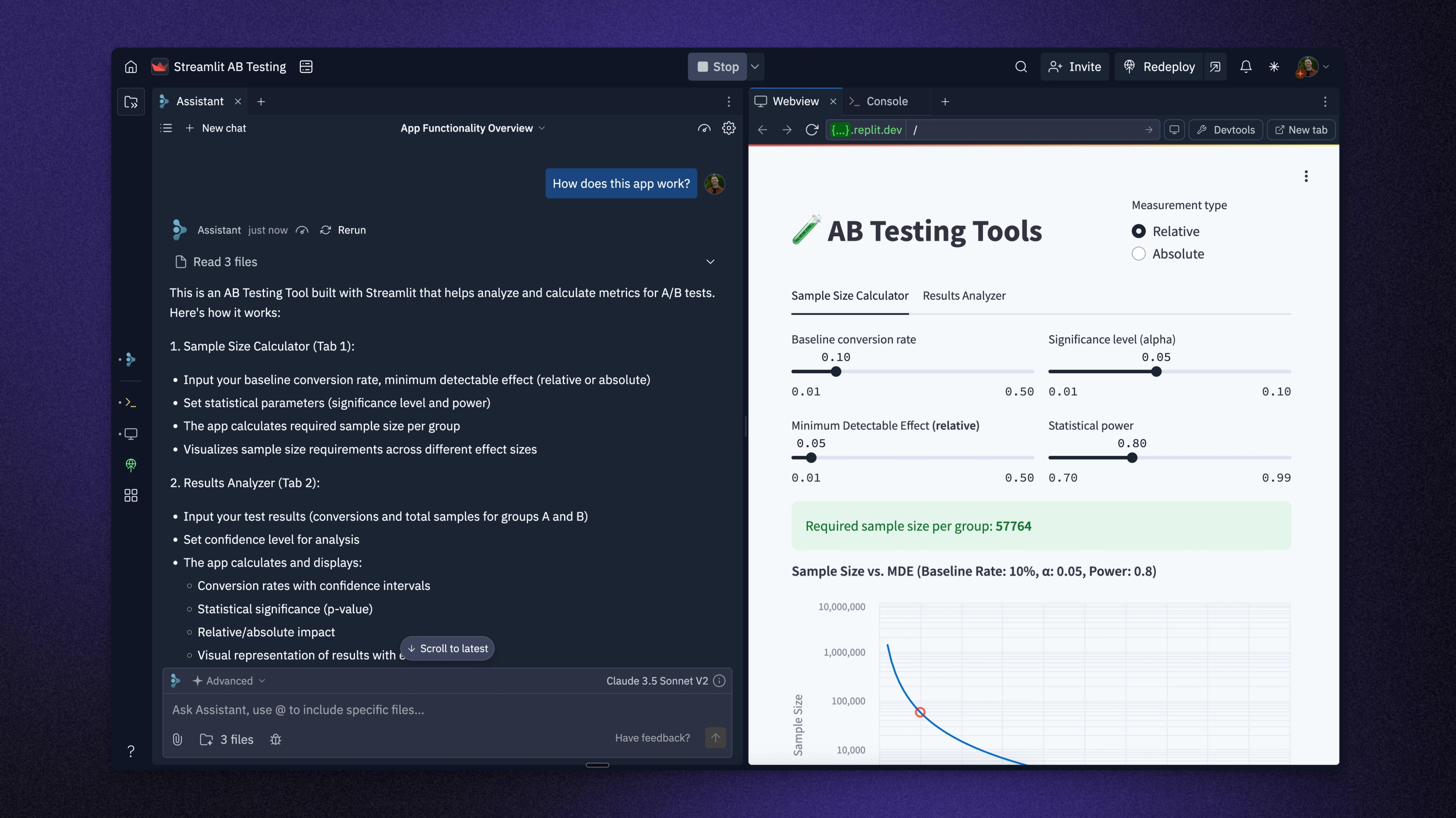 AB Testing tools with Assistant on Replit