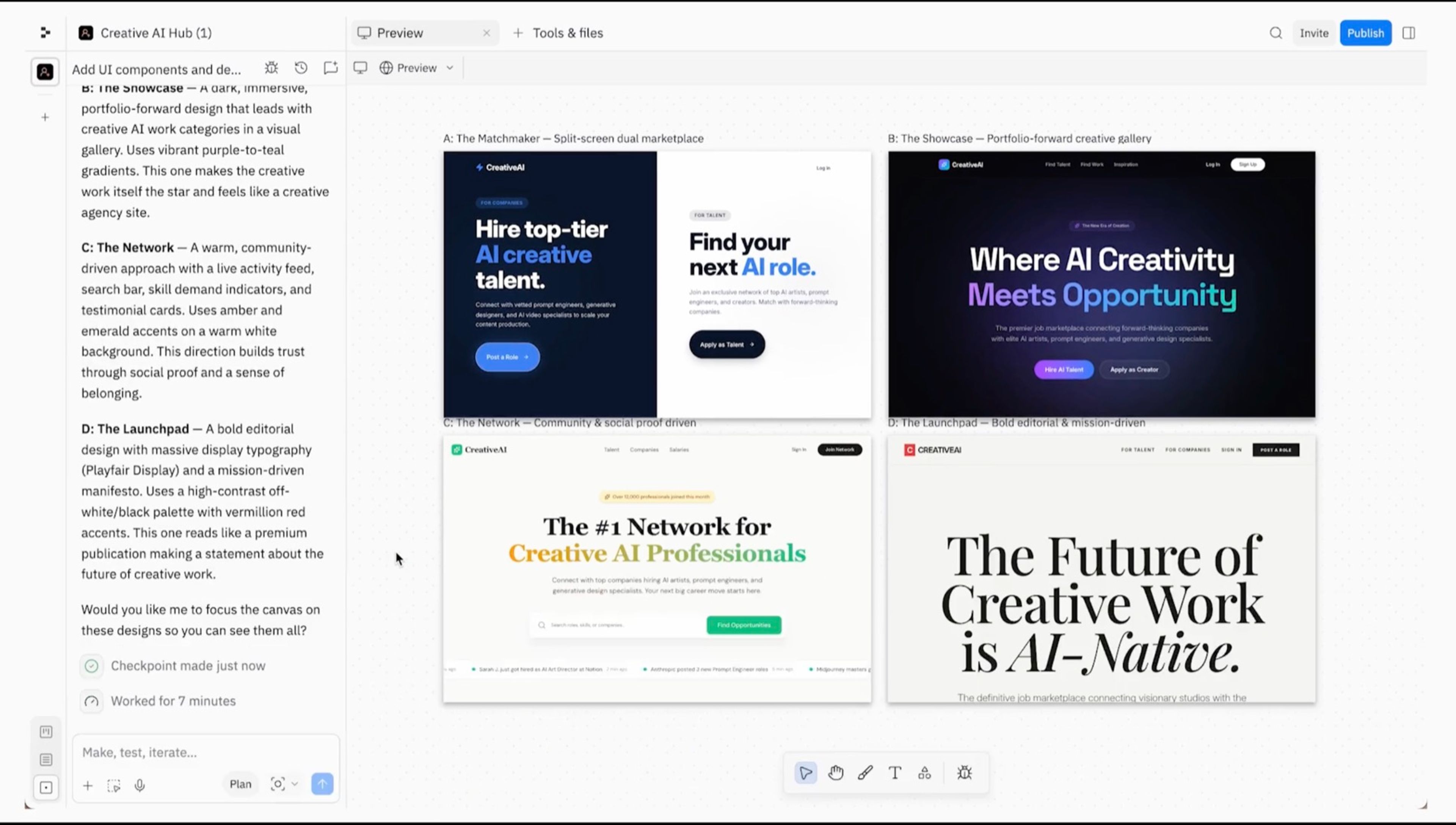 four variants in canvas
