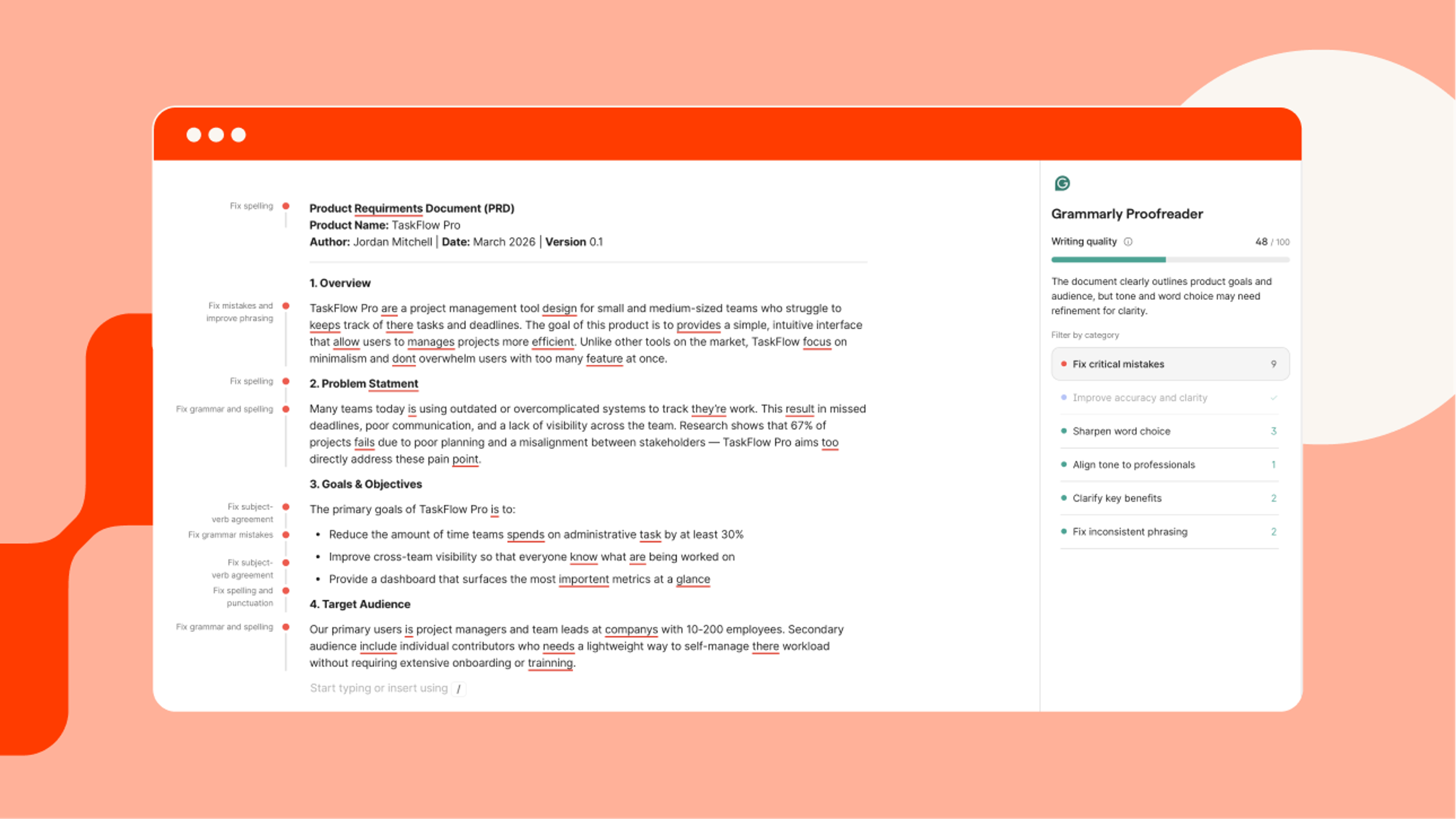 PRD doc in Grammarly
