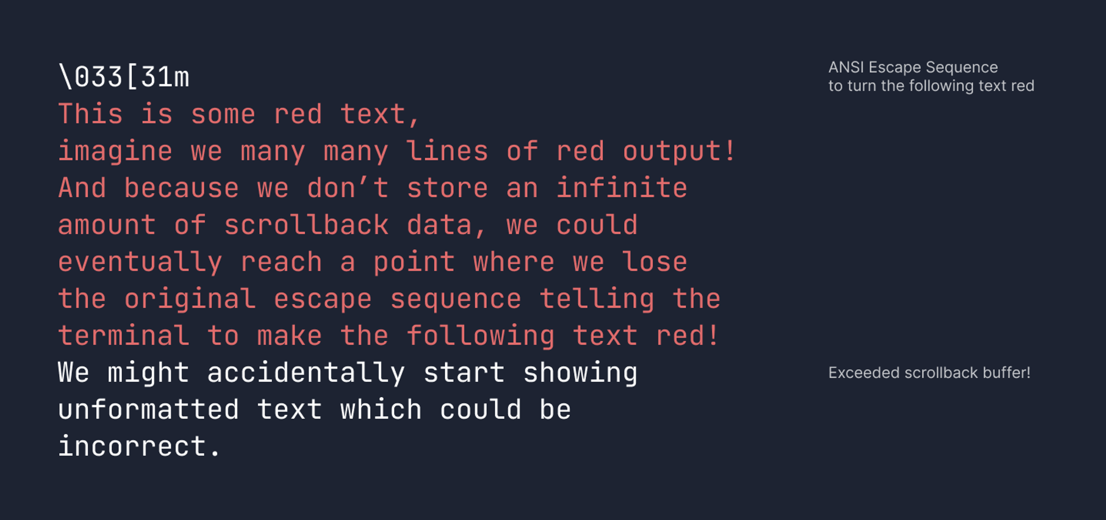 Showcasing how xterm-headless keeps a buffer of escape sequences