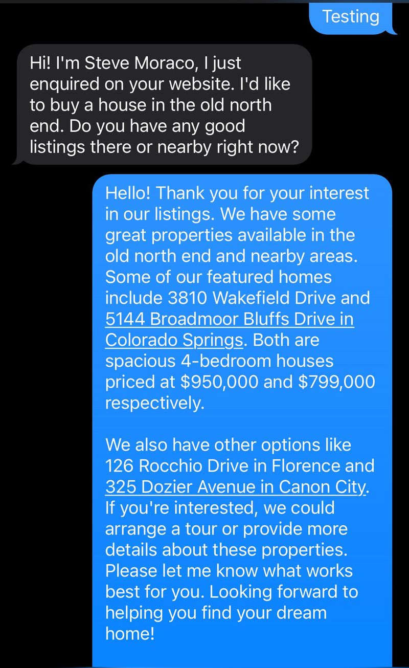 Using DATA's texting feature to reply with content from a real estate website
