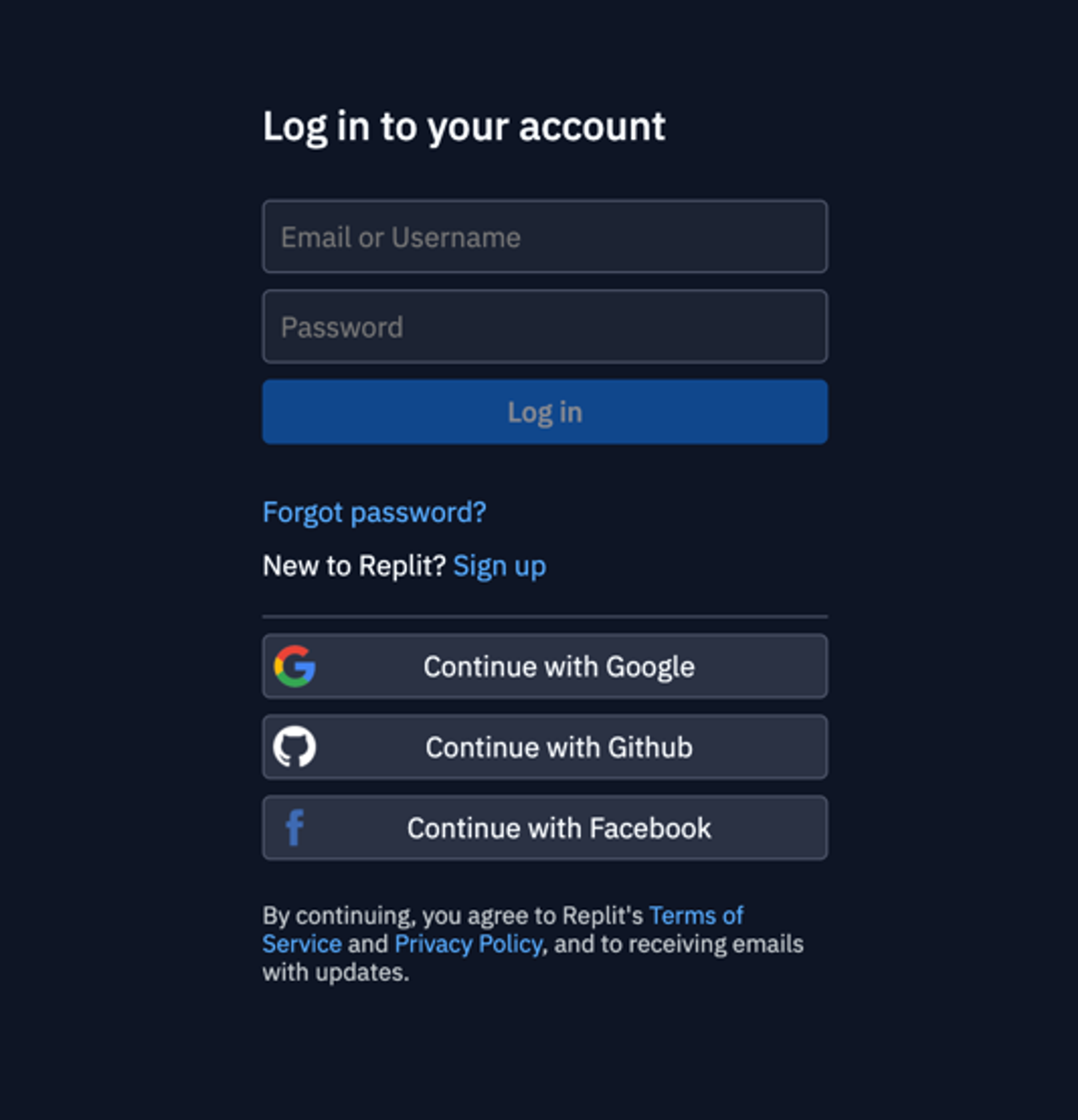 Log in to Replit