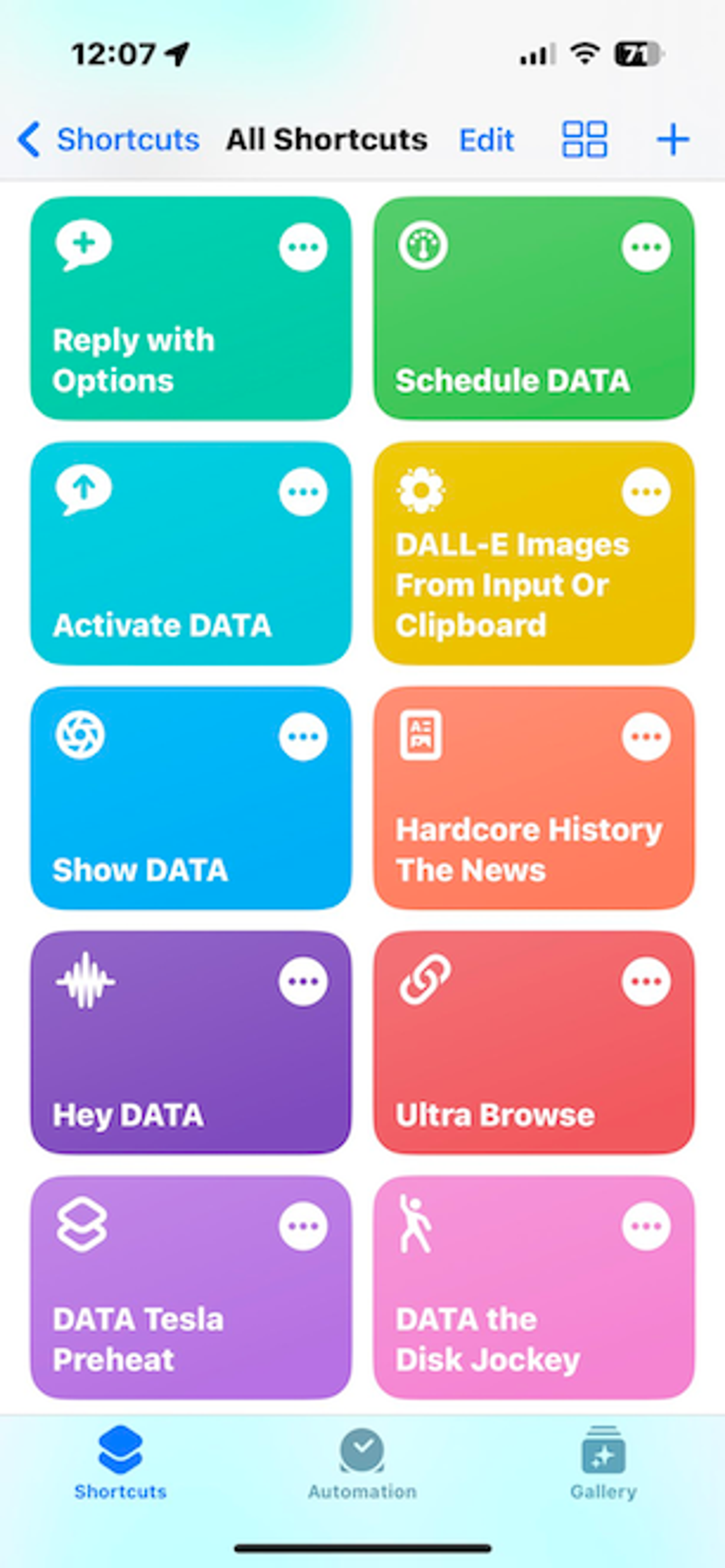 homescreen with shortcuts