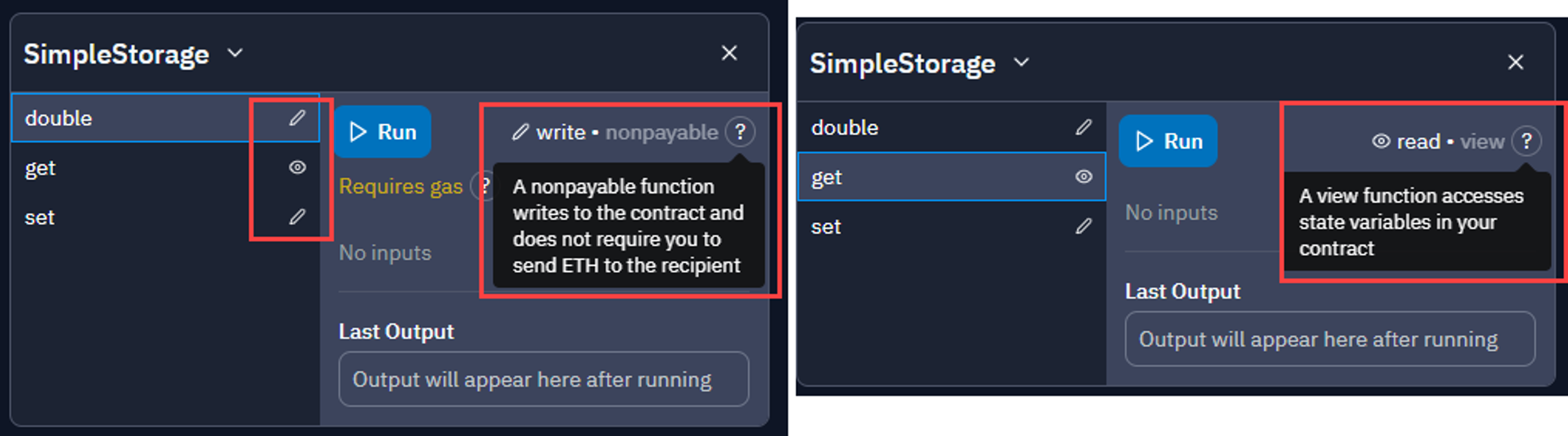 Function types in smart contract
