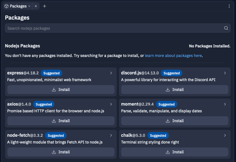 Package suggestions