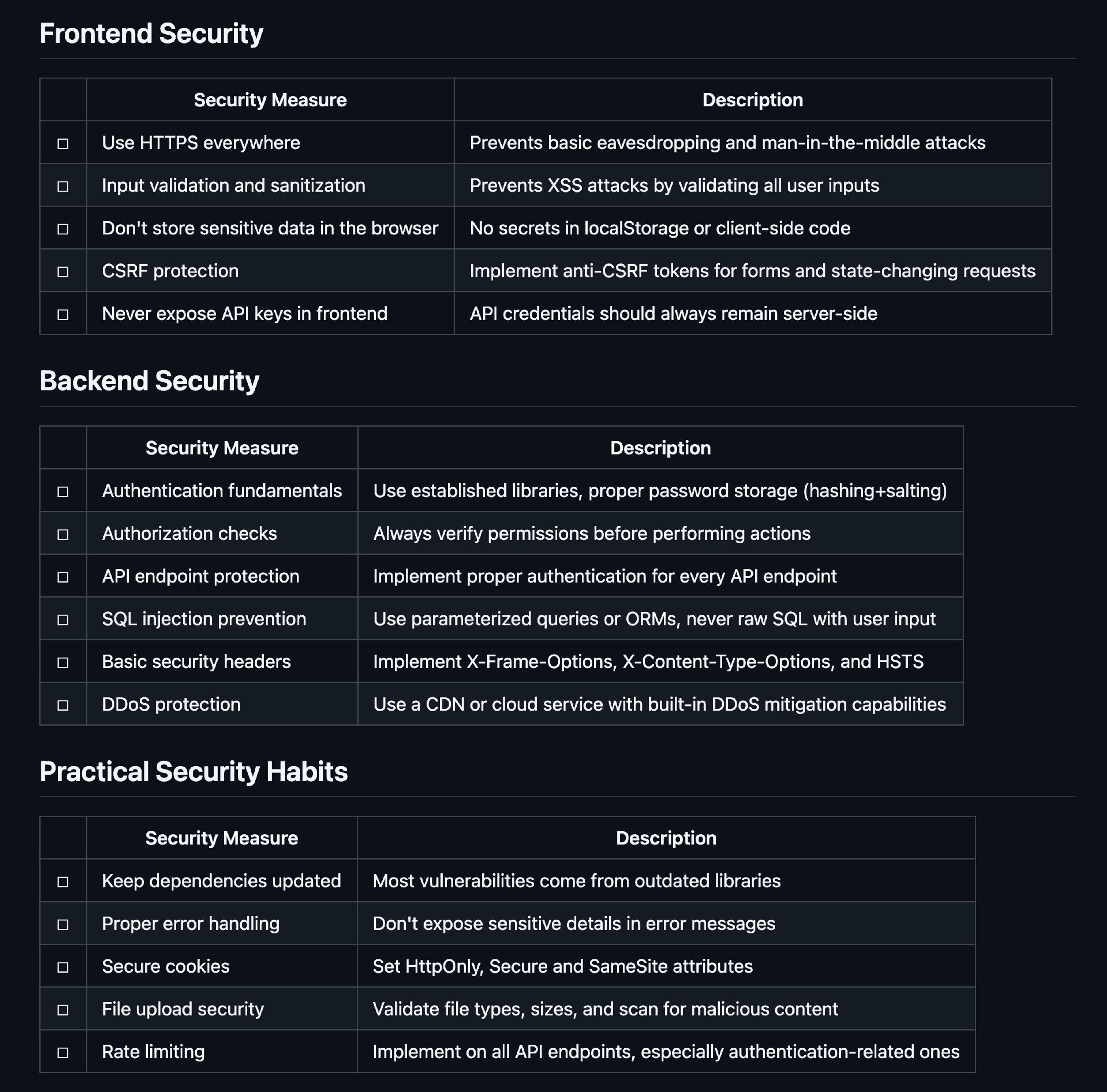 Secure vibe coding checklist