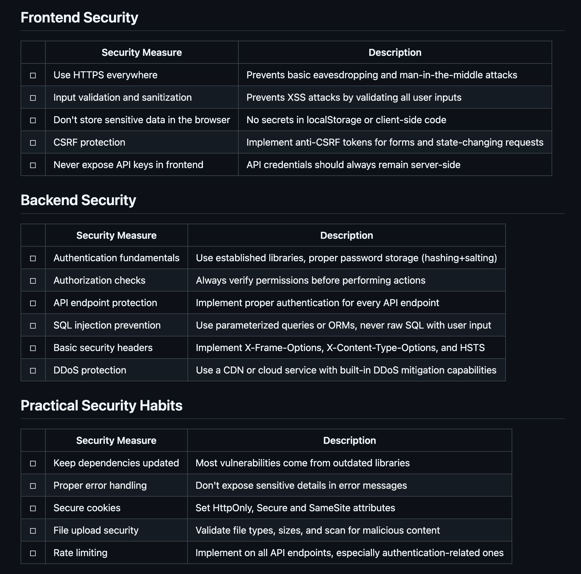 Secure vibe coding checklist