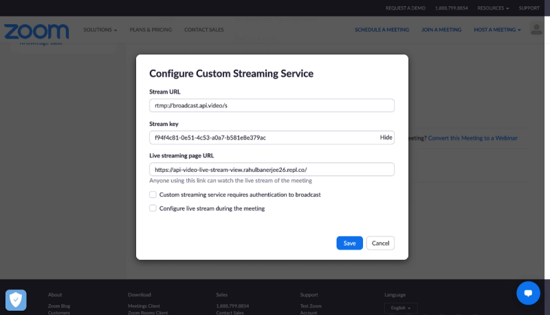 Zoom meeting configuration
