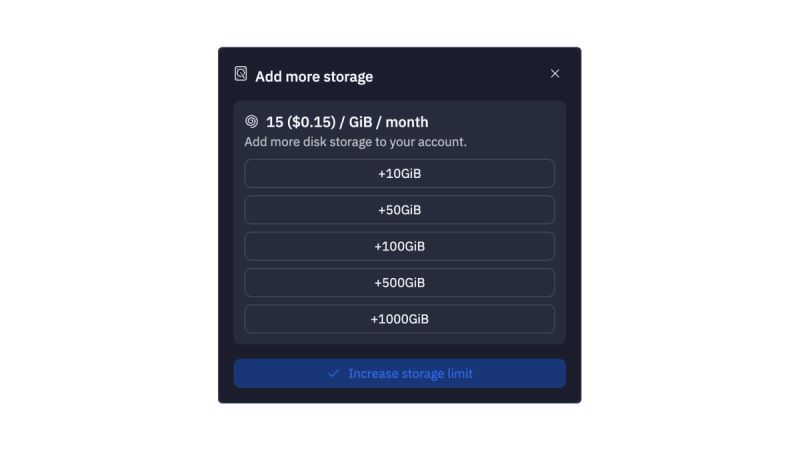 Expandable Storage upgrade tiers