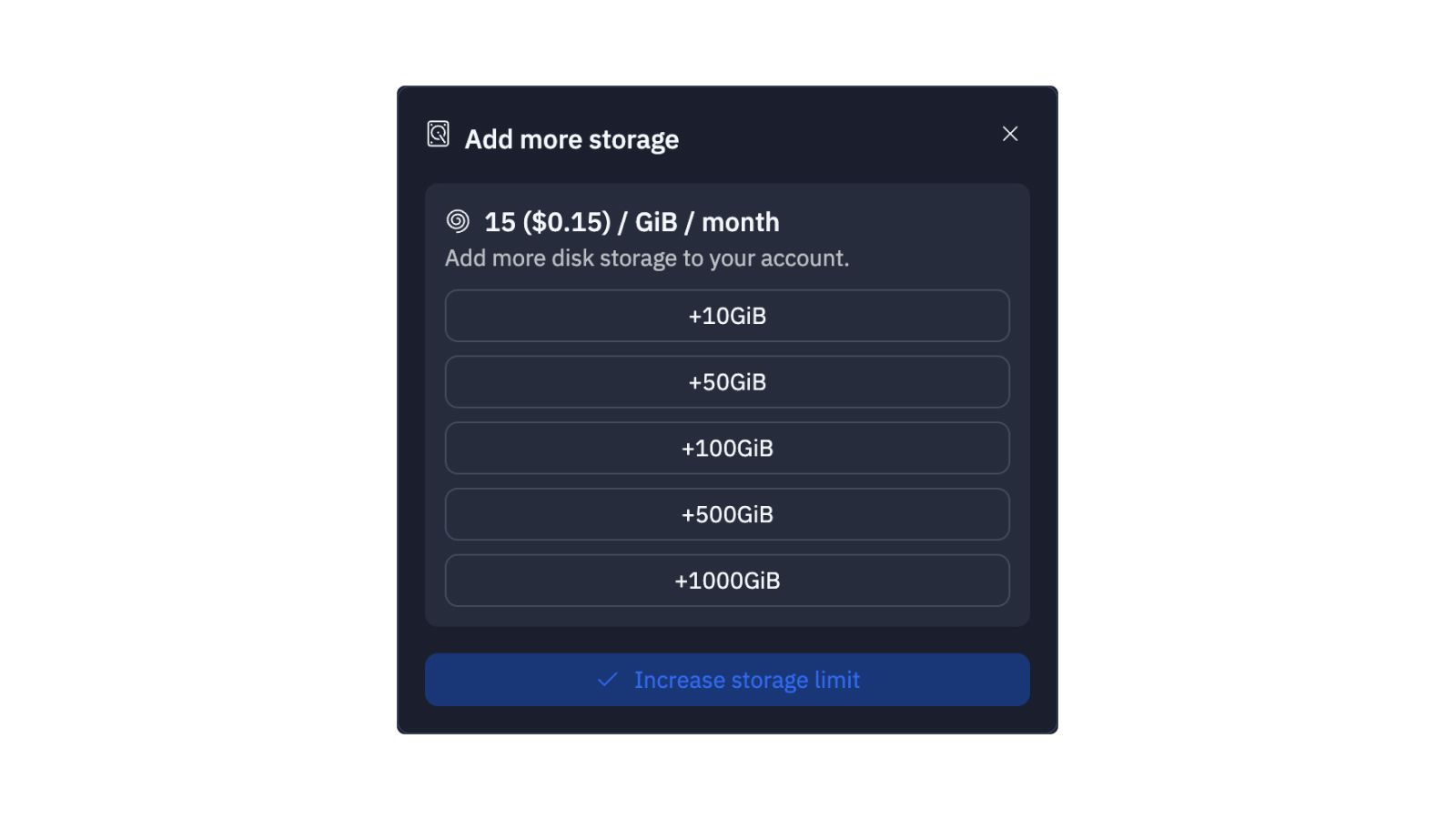 Expandable Storage upgrade tiers