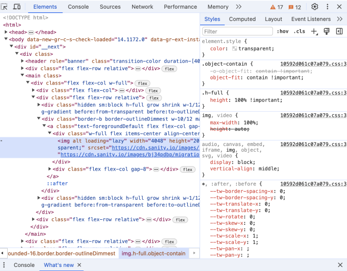 Example of Inspecting HTML
