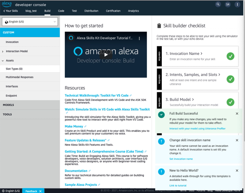 alexa developer console