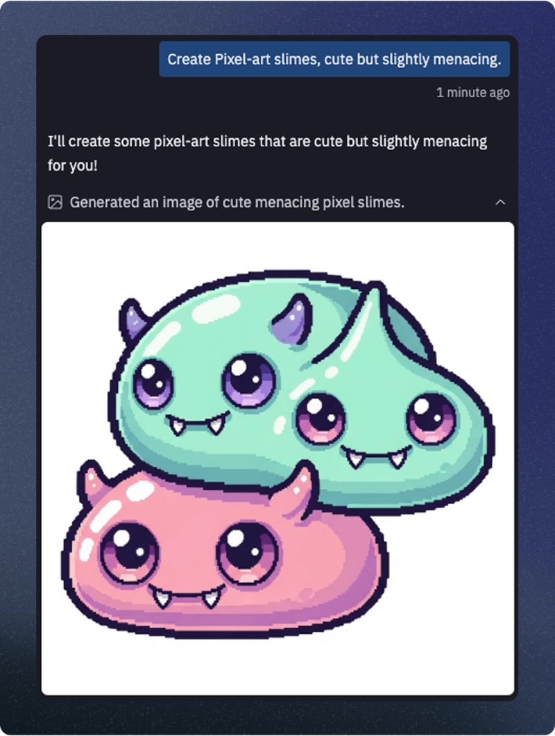 Replit Agent generates sprites for a game.
